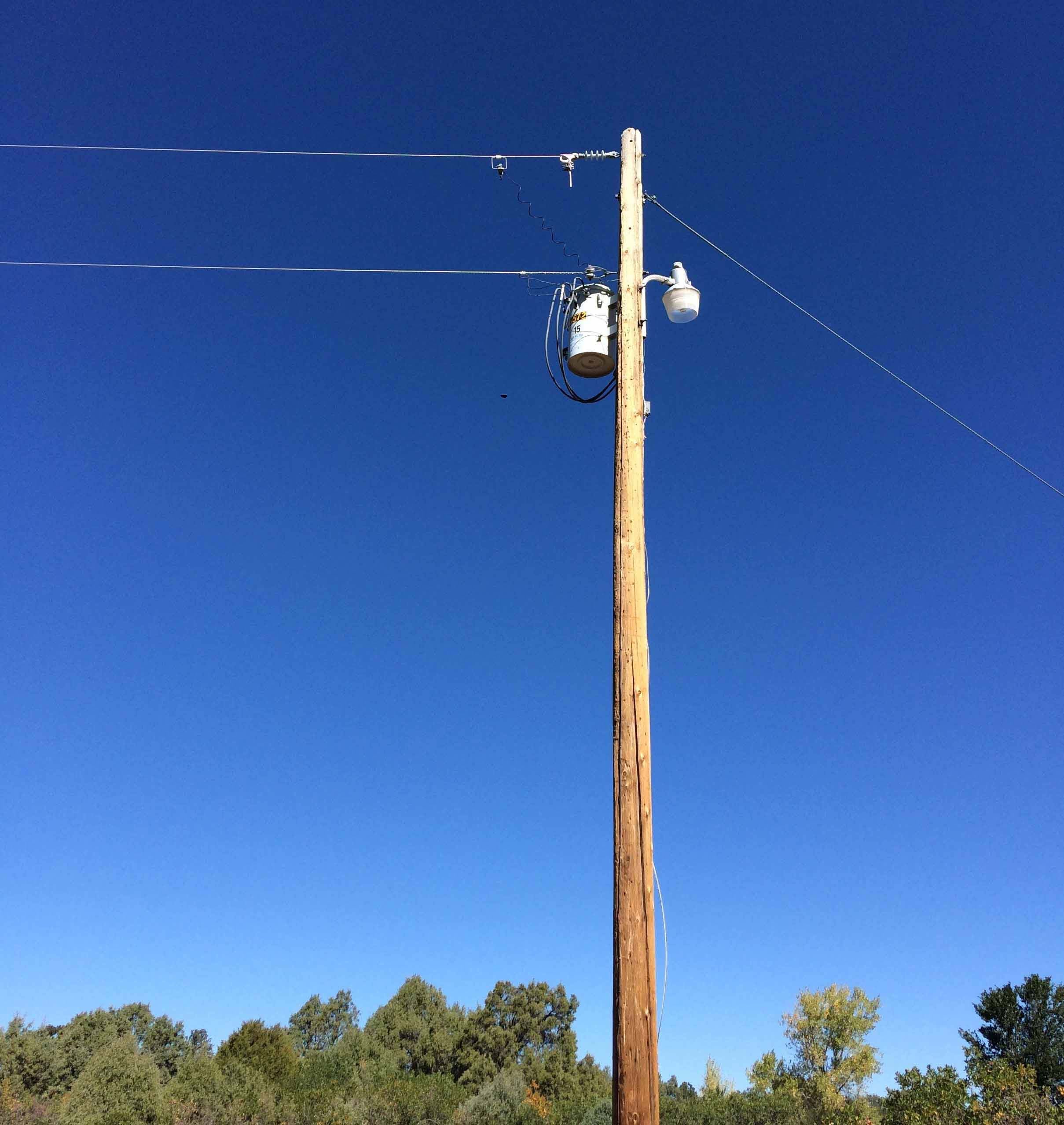 Power pole with transformer