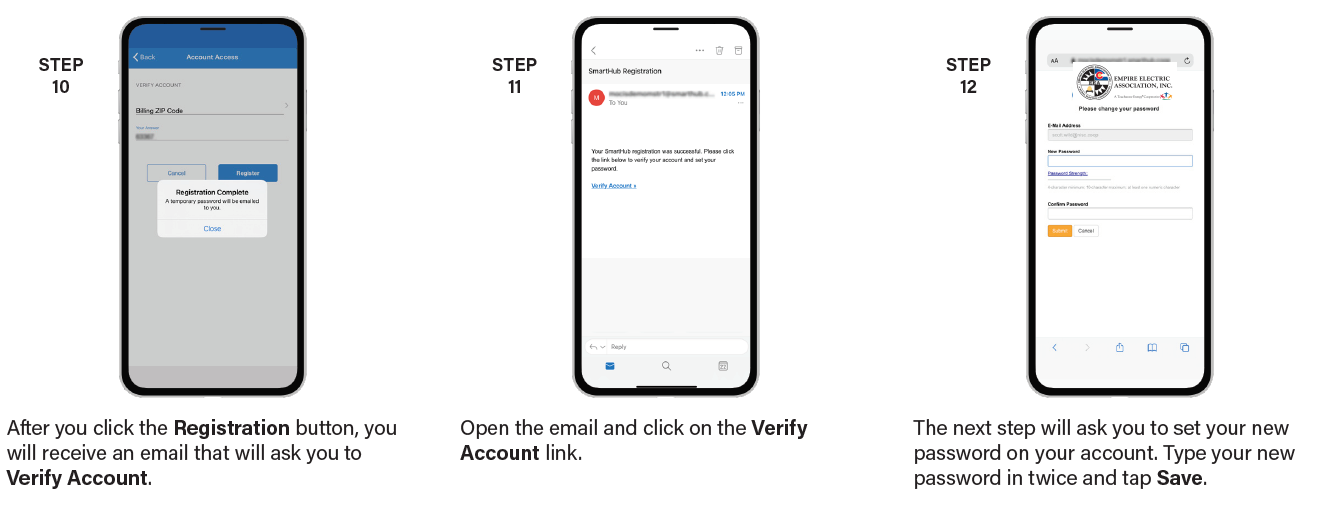 sign up steps 10, 11, 12